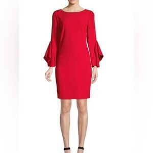 ElieTahari Dori Drape Sleeve Red Dress sz 0 NWTS $398